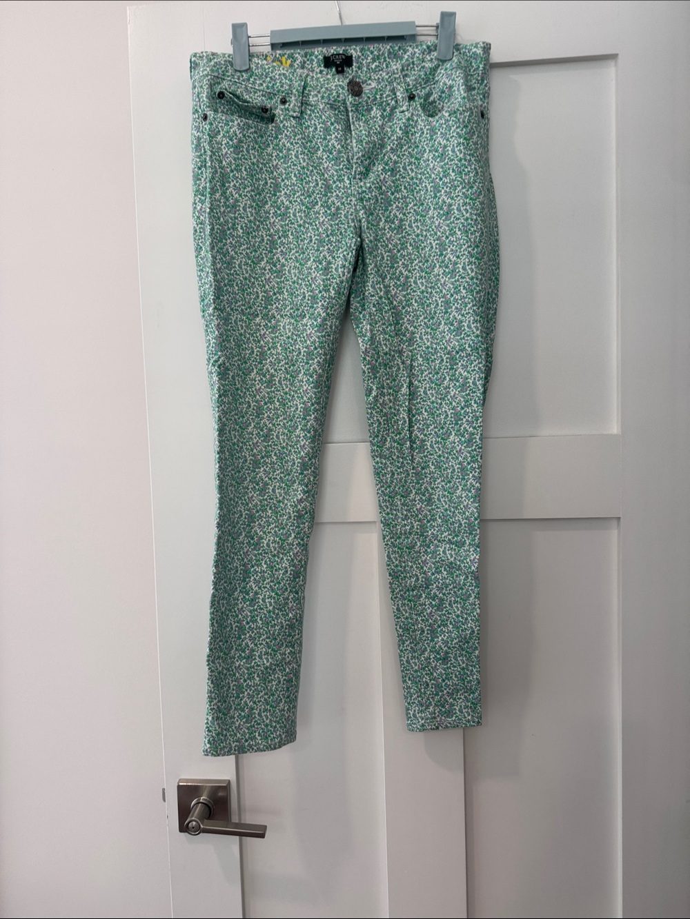 J. Crew Mint Green Floral Skinny Jeans